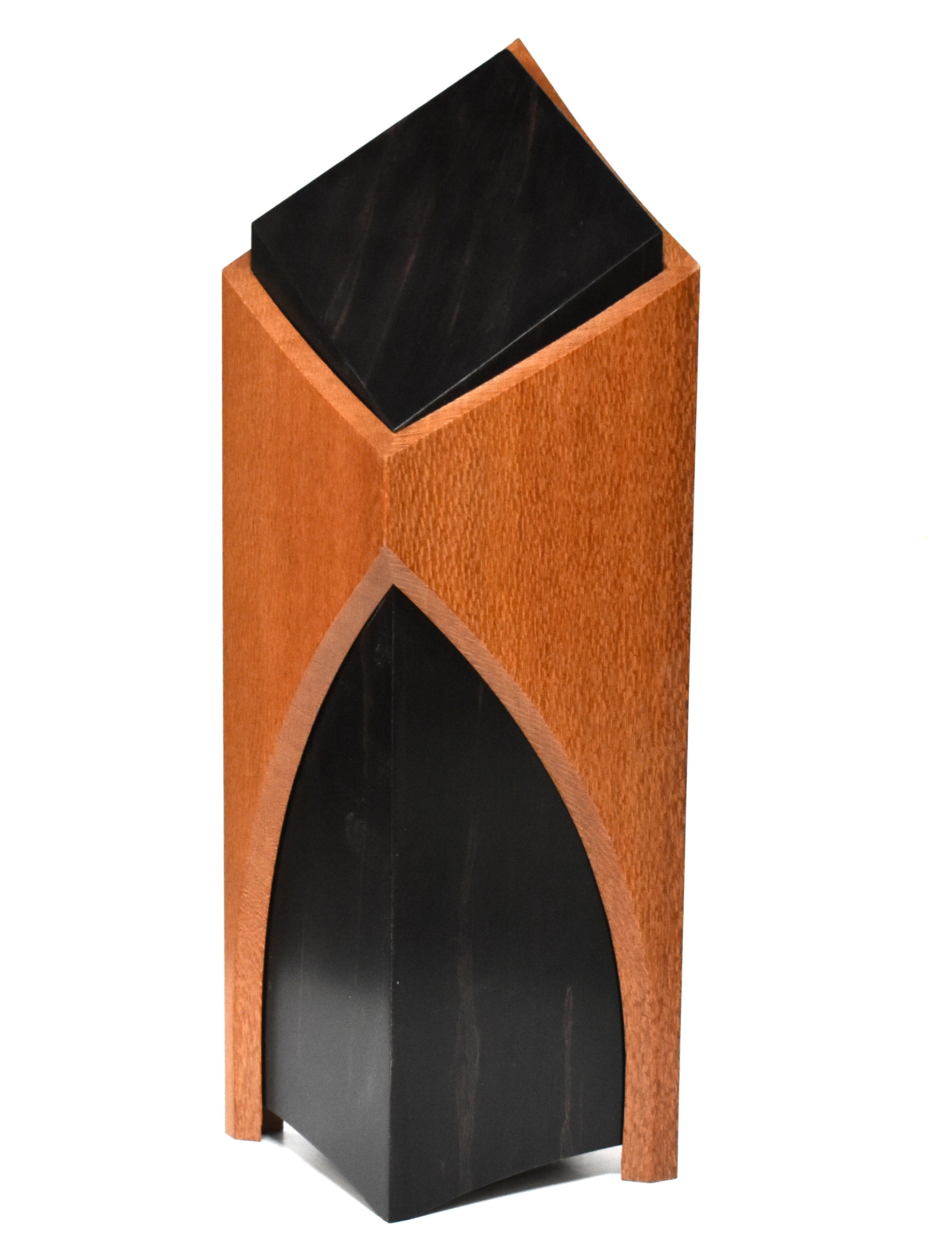 Cathedral:  Ebonized Alder wrapped with Lacewood