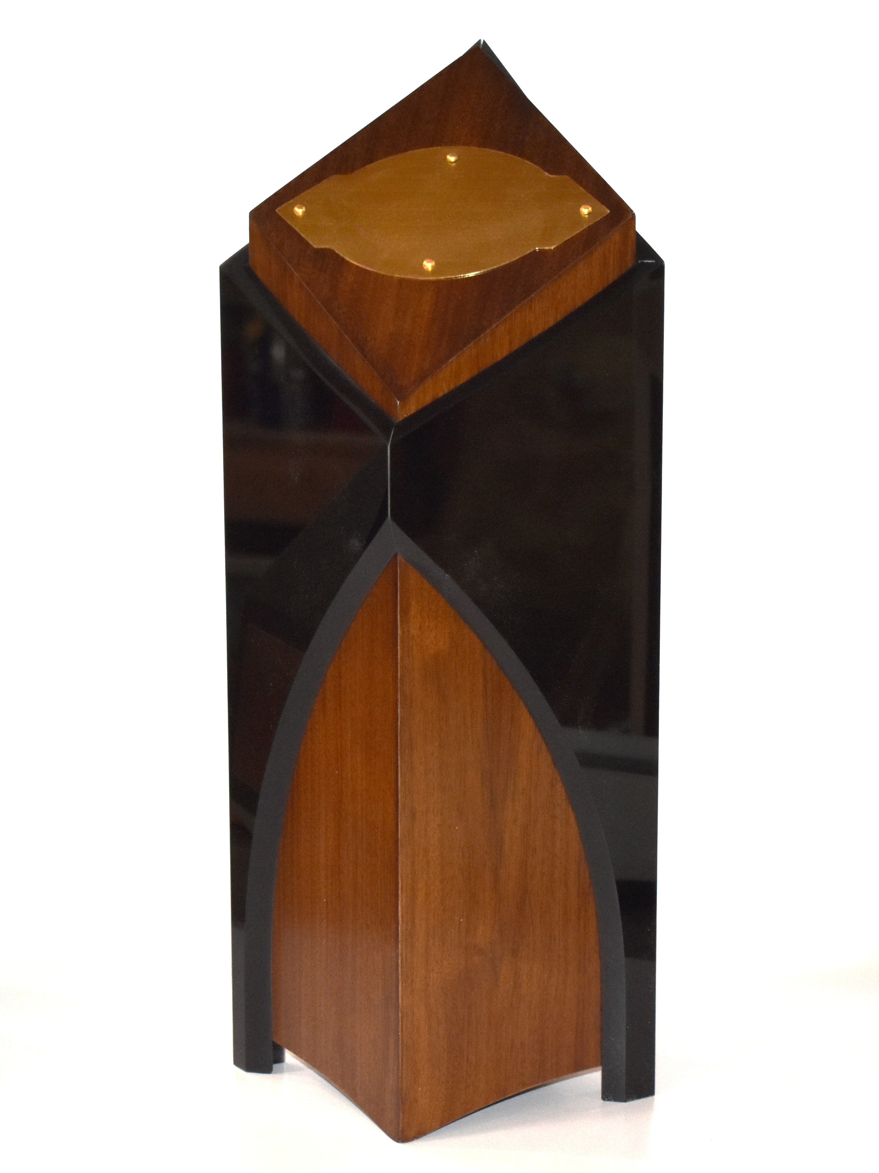Cathedral: Dark Walnut wrapped with Black Gloss Acrylic
